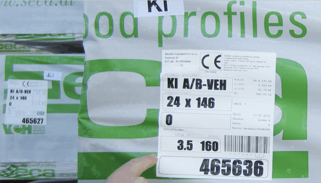 CE Kennung auf Hobelware.