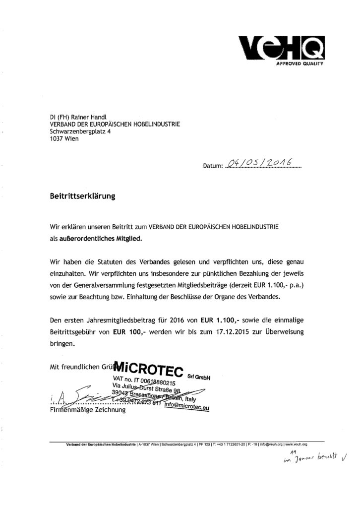 Microtec Beitrittsformular aus 2016.